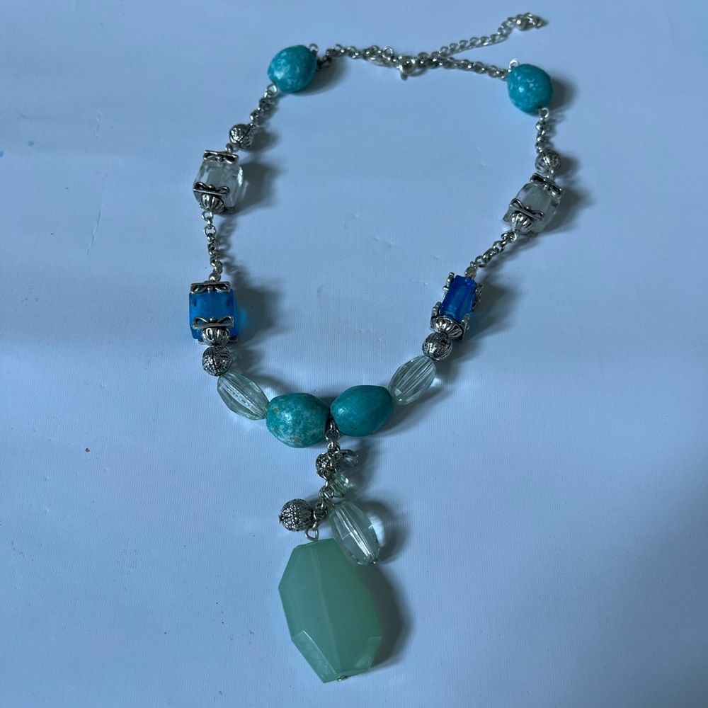 Elegant Silver and Blue Beaded Necklace